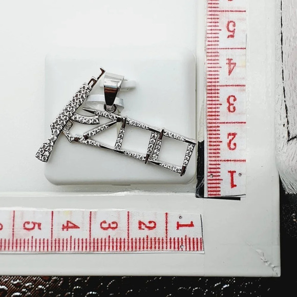 "925 Sterling Silver Plated CZ Pendant, INUS1BR005 - Picture 10 of 10